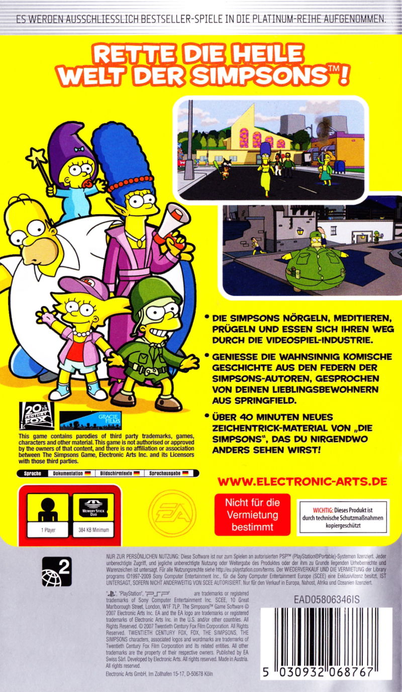 The Simpsons Game ISO - PlayStation Portable (PSP) Download :: BlueRoms