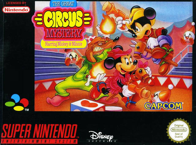 Front cover of The Great Circus Mystery starring Mickey & Minnie for Super Nintendo